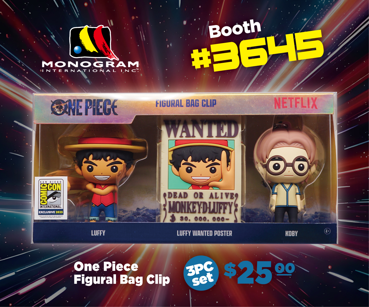 SDCC 2025 Exclusive: One Piece (Live Action) 3D Foam Bag Clip 3PC