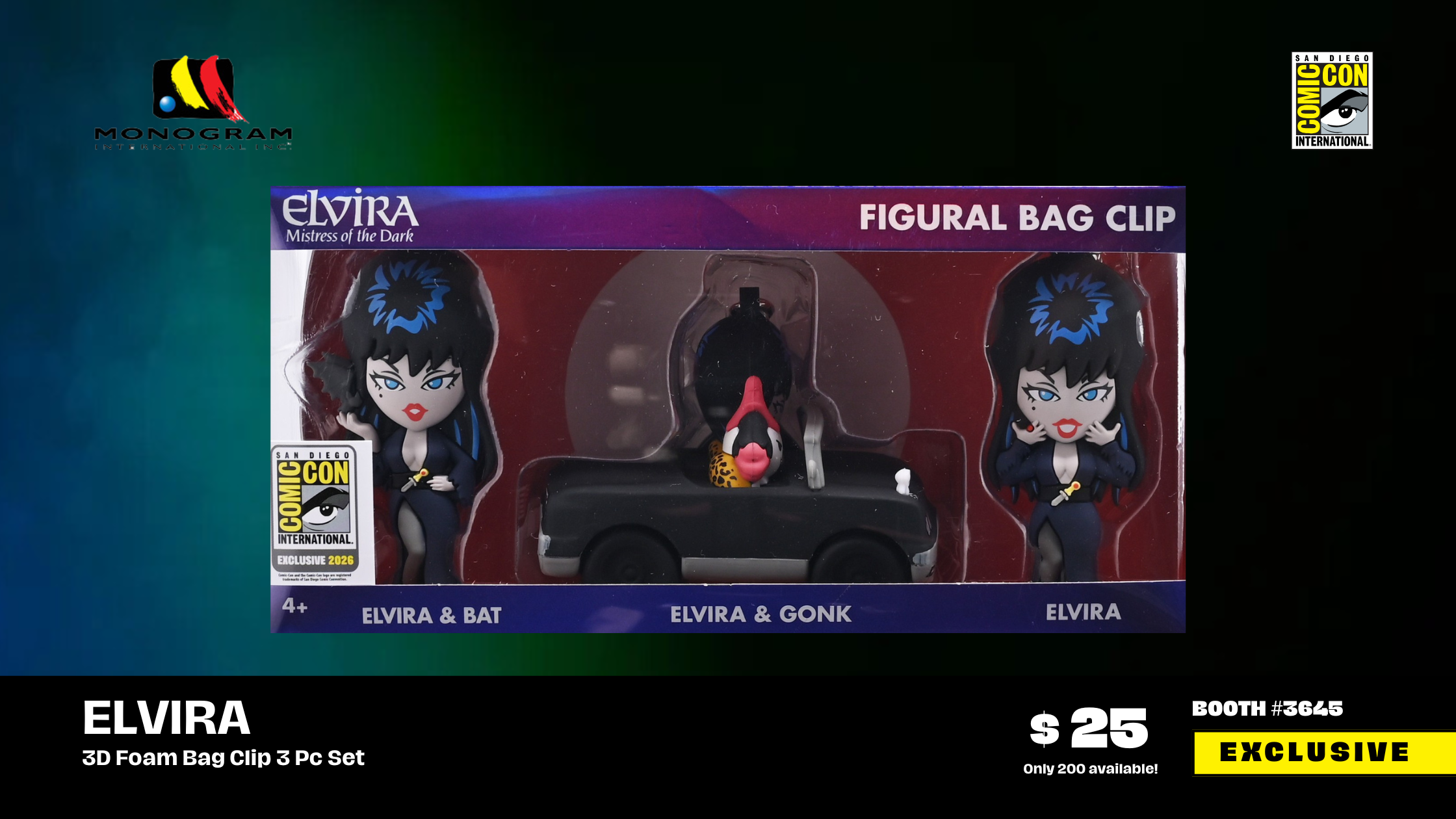 SDCC Exclusive #5- Elvira 3D Foam Bag Clip 3 Pc Set