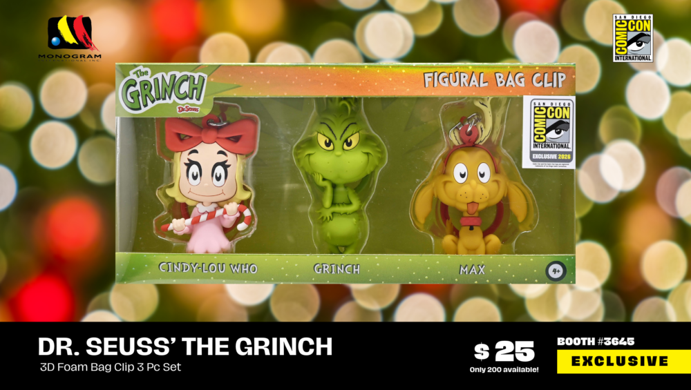 SDCC Exclusive #12- Dr Seuss’ The Grinch – 3D Foam Bag Clip 3 PC Set 🎄❤️